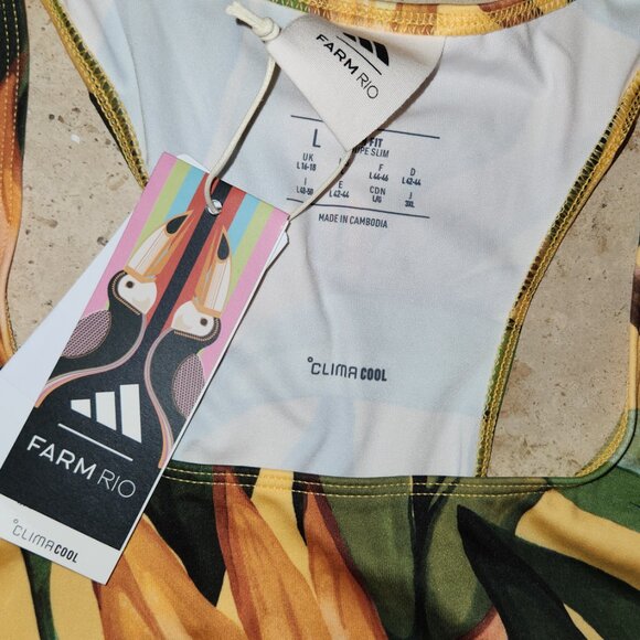 NWT Farm Rio Adidas birds of paradise semi spark short and tank top set - Size L - Picture 4 of 5
